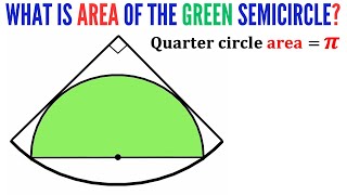 Can you find area of the Green Semicircle? | Quarter circle | #math #maths #geometry