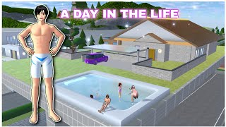 Swimming Pool Party in Rina's Vacation Modern House on Sakura School Simulator