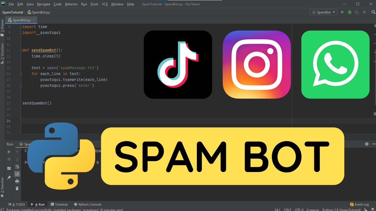Maletín Panda Talla How to create a spam bot 🤖 with 5 lines of python 🔥 - YouTube