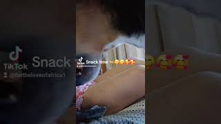 Snack time for 👶 🥰🐕🐕🐕