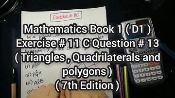 Mathematics Book 1 (D1) | New Syllabus | 7th Edition | Ex # 11 C | Q # 13 | in Urdu Hindi