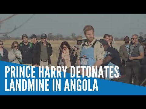 UK's Prince Harry detonates landmine in Angola as visits site being cleared by Halo Trust