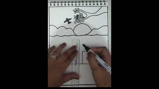 🌅 Sunset Scenery Drawing | Easy Nature Drawing for Beginners | Beautiful Sunset Painting Tutorial