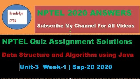 Data Structures and Algorithm using Java Quiz Solution || Week-1  Solution || NPTEL || Jul-Dec 2020