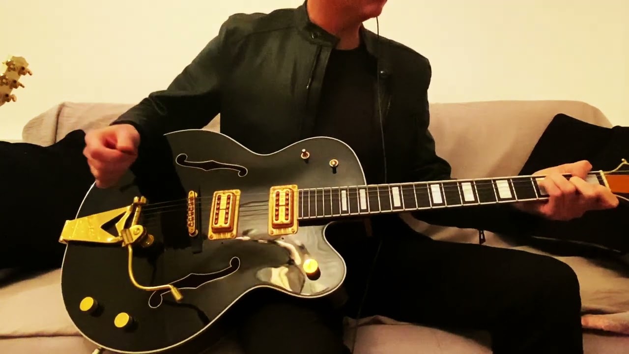 Big Neon Glitter The Cult Guitar Cover - Billy Duffy Ian Astbury Love Demo Gretsch Falcon  Boss Gt-6