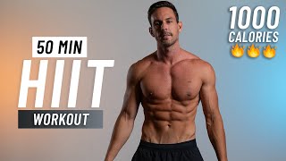 50 Min Cardio HIIT Workout To Burn 1000 Calories  Full Body, At Home, No Equipment