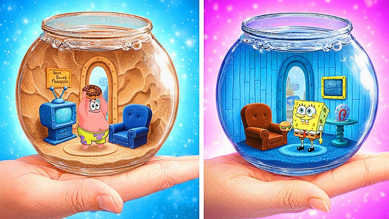 Мы построили мини-домик SpongeBob из картона… ВАУ 😳🧽🔥