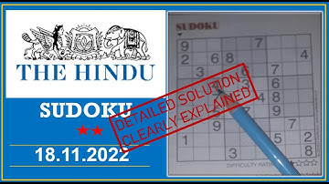 How to Solve 2 Star Hindu  Sudoku Nov 18,  2022 -  Step By Step Solution