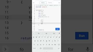 C Program to Print Number Pattern 17 #yt #coding #ytshorts #javascript