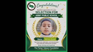 Big Achievement! Congratulations to Mehran Ahmedl | Army Public School Selection #viralshort #gk