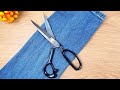 A piece of denim fabric and ribbon - you will love this idea 💕 #denimupcycling #upcycle #sewing
