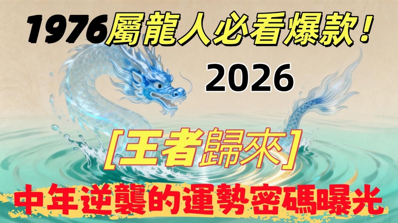 1976屬龍人必看爆款！2026 年「王者歸來」，中年逆襲的運勢密碼曝光#運勢 #屬相#財運#生肖運勢 #星象智慧#催旺財運 #平安順遂 #傳統智慧 #星羅禪境#啟運避坑堂