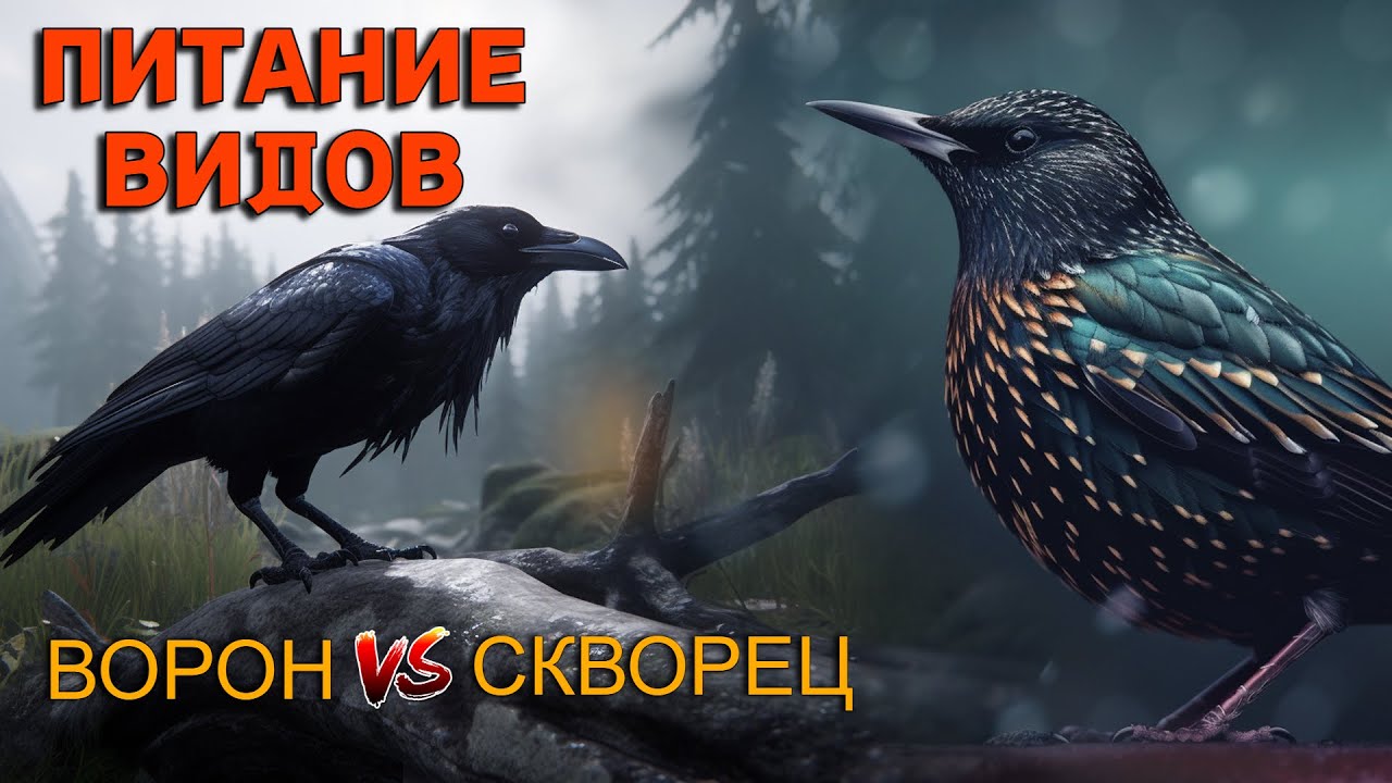 Питание видов. Скворец и Ворон.