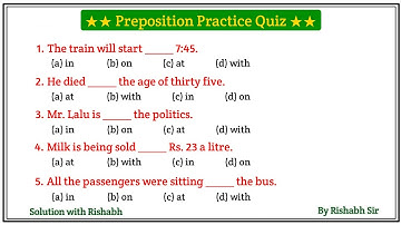 Preposition objective questions | Preposition in english grammar | Prepositions practice exercises
