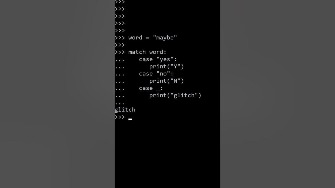 Wildcard _ case for match case statement in Python #Shorts - YouTube