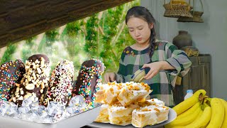 Summer Day Refreshment, Making Yummy Banana Ice  Cream With Sister | Countryside Life