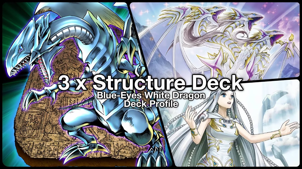 yugioh 3x saga of blue eyes white dragon structure deck Yu-Gi-Oh Blue-Eyes 37 Common Cards 2 Ultra Rare Cards 2 Super Rare Cars 1 Deluxe Game Mat 1 Dueling Guide with tips to help vanquish your foes! How To Upgrade Structure Deck:
