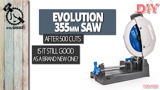 Evolution Power Steel Saw,  S355CPS Industrial Steel Chop Saw, 355 mm (230 V). Test after 500 cuts.