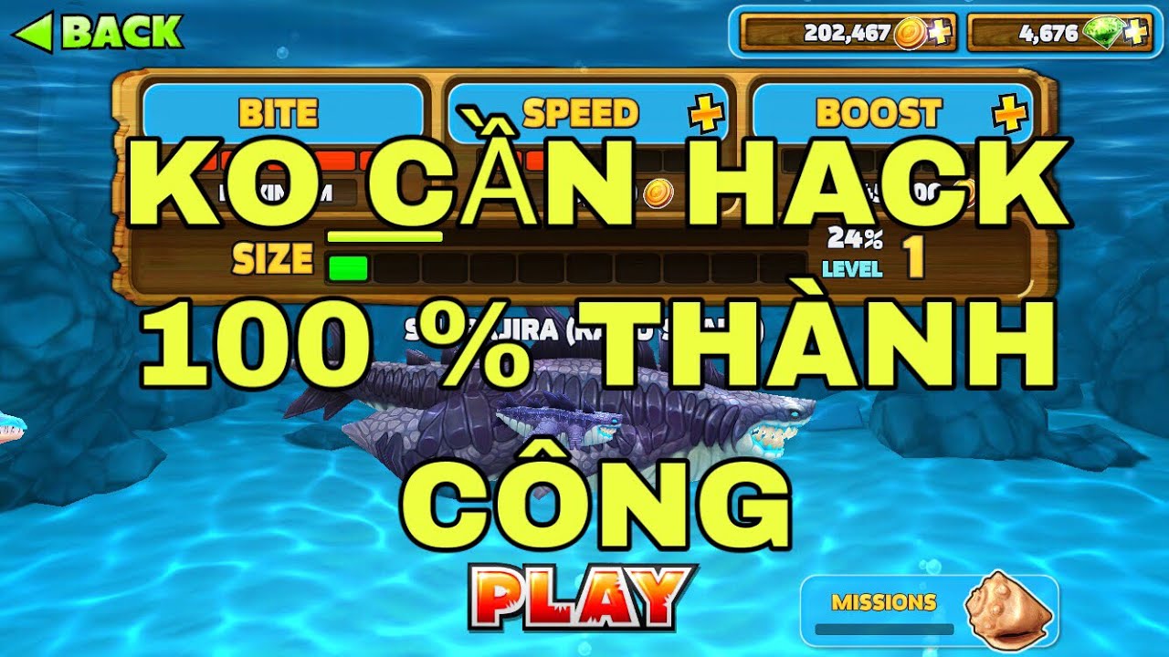 Hướng dẫn BUG vàng và kim cương trong game HUNGRY SHARK Evolution mua full cá mập[HBT moba game]