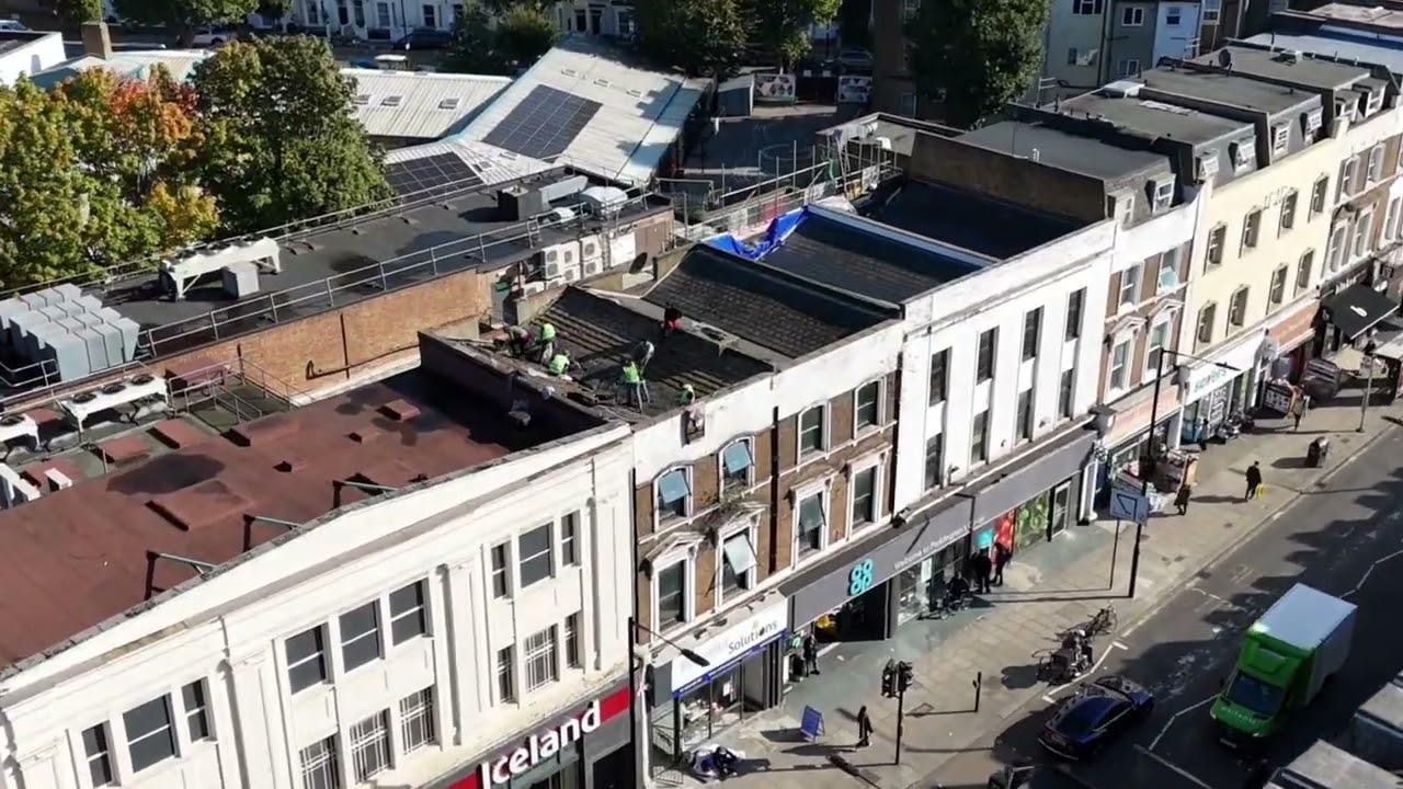 🏗️ Drone Roof Repair on Harrow Road, London – Aerial View by Luxurious Construction Ltd