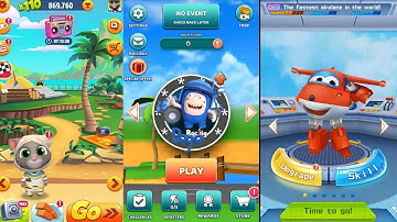 Talking tom gold run, Oddbods turbo run, super wings jett run