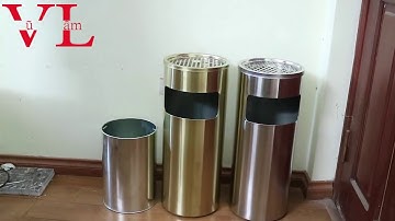 thung rac inox co gạt tàn thuốc lá A35 A