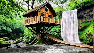 Relaxing Time With Awesome Treehouse and Waterfall