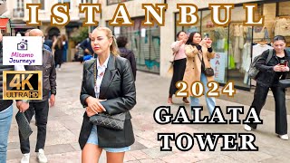 ISTANBUL TURKEY CITY CENTER | WALKING AROUND THE SISHANE AND GALATA TOWER STREETS | UHD 4K 60FPS