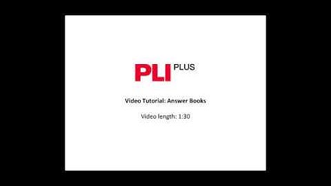 Answer Books on PLI PLUS
