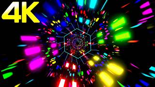 4k Neon Cyberpunk Trippy Hexagon Tunnel Abstract Futuristic Background Chill & Relaxing Video Loop