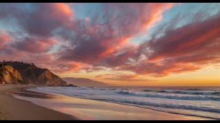 AMAZING Sunset at Point Dume beach, MALIBU - California Aerial Drone Footage 4K