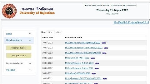Rajasthan University PG Previous Result 2022 Kaise Dekhe || ma, msc, mcom previous result check
