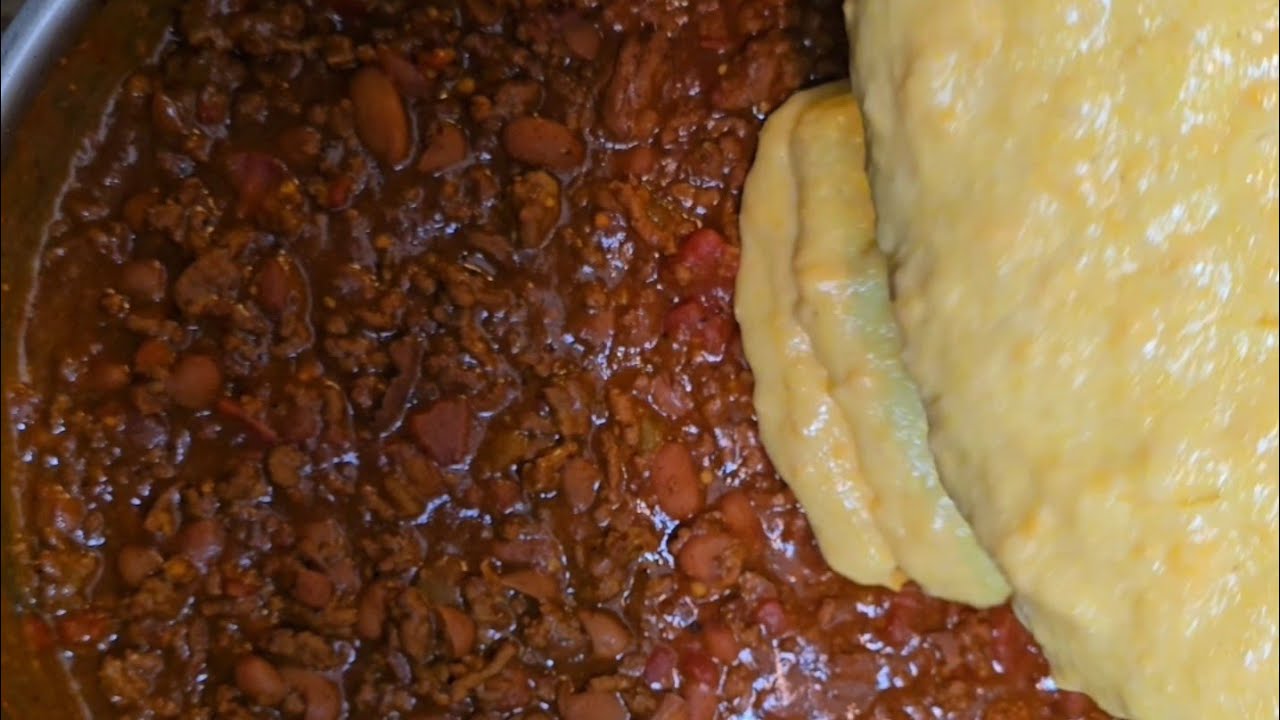 CHILI CORNBREAD CASSEROLE | Pour cornbread batter over chili for this amazing CASSEROLE!