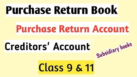 Purchase Return Book, Purchase Return Account & Creditors