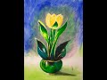 realistic flower pot drawing🌷🌹 #oilpastel #viral #flowerpainting
