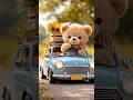 “Yeh dekhiye dosto… ek pyara sa teddy bear apni chhoti si car leke nikal pada ha:Car ke andar..🏎️🚗