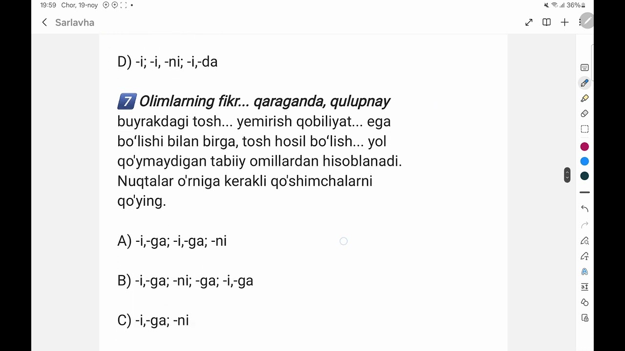 Morfemika, asos+ qoshimchalar testi tahlili🫰🫰🫰