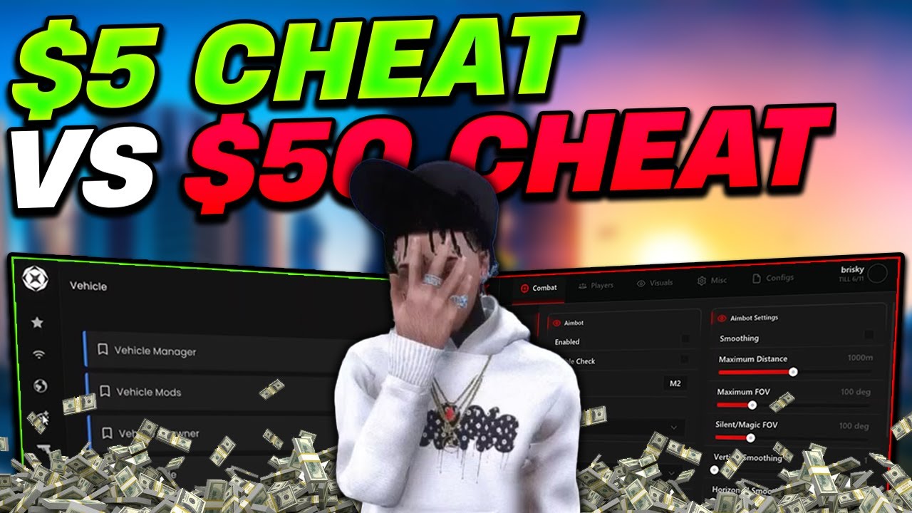 Сравнение самых дешевых и самых дорогих читов FiveM ($5 против $50)