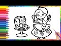 How to draw a princess and a cat for kids/Bolalar uchun Malika va mushukni qanday chizish mumkin