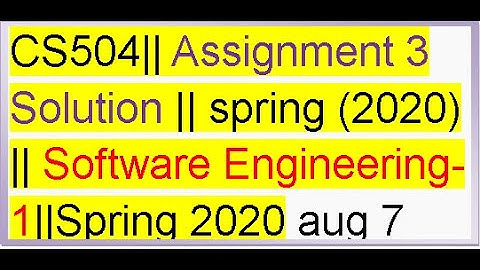 CS504 Assignment no 3 Solution  spring 2020  Software Engineering 1 CS504