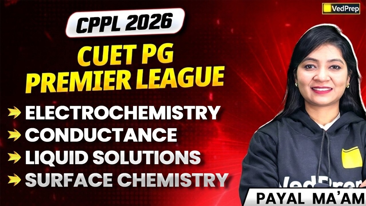 CUET PG 2026 CPPL | Electrochemistry, Conductance, Liquid Solutions & Surface Chemistry | VedPrep