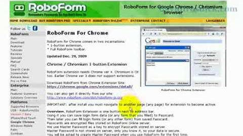 How to use RoboForm with Google Chrome / Chromium