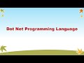 Introduction about dot net programming language in tamil