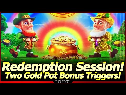 BIG WIN Bonus in Wild Lepre'Coins Double Luck Slot! Redemption Session with Two Gold Pot Triggers!