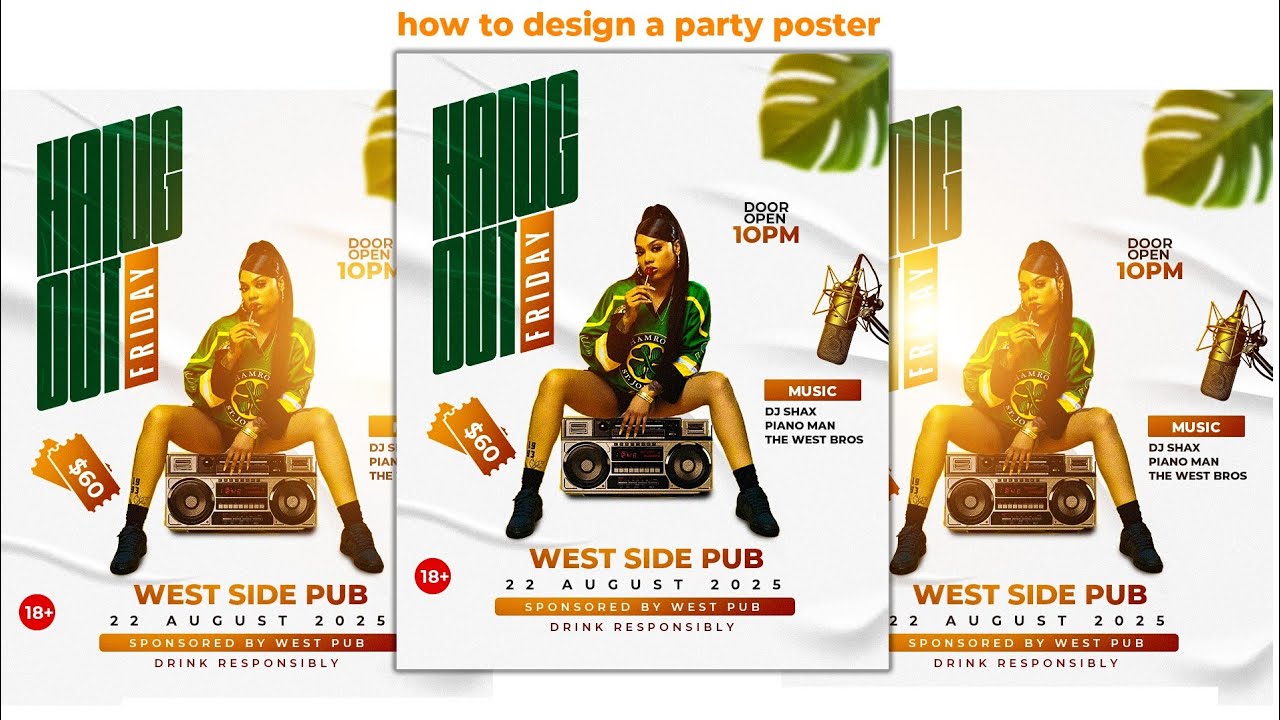 Adobe Photoshop tutorial. How to design a simple party poster