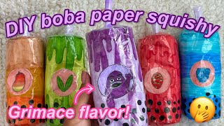 DIY GRIMACE BOBA PAPER SQUISHY TUTORIAL!