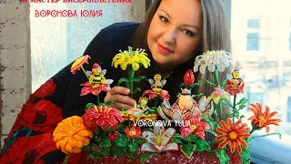 ЦВЕТЫ ИЗ БИСЕРА "ПЧЕЛКИ ПЬЮТ ЧАЙ" ПОД МИКРОСКОПОМ.BEAD FLOWERS AND BEES DRINKING TEA