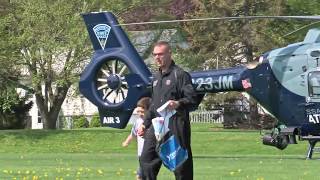 Massachusetts State Police Helicopter visits Meadow Brook School