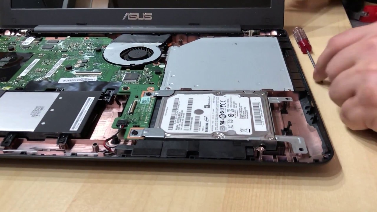 How to disassembly Asus F554L for Hard Disk Replacement or SSD - YouTube