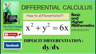 Differential Calculus - Find the Implicit Differentiation of x^2 + y^2 = 6x